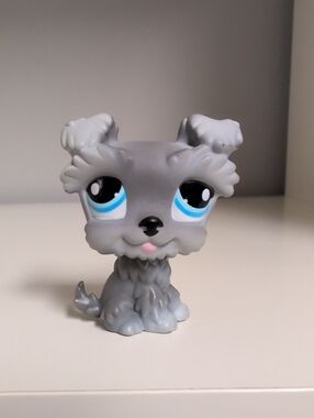 Littlest Pet Shop #1393 Authentic Hasbro LPS Grey Schnauzer Dog Collectible
